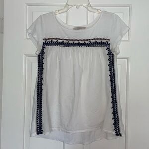 LOFT cotton short sleeve white blouse
